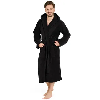Blumtal Badenmantel Herren S - kuschelig weicher Bademantel aus 100% Baumwolle mit gefütterter Kapuze, Schwarz , Textil , onesize , Heimtextilien, Badtextilien, Bademäntel