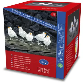 Konstsmide LED-Lichterkette "Weihnachtsdeko aussen", 40 kalt weiße Dioden, 24V Außentrafo, transparentes Kabel - 6144-203