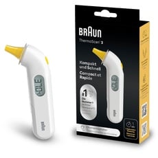 Braun ThermoScan 3 Ohrthermometer | 1-Sekunden-Messung | Audio-Fieberanzeige | Digitales Display | Geeignet für Babys und Kleinkinder | Die Nr. 1 bei Ärzten1 | IRT3030