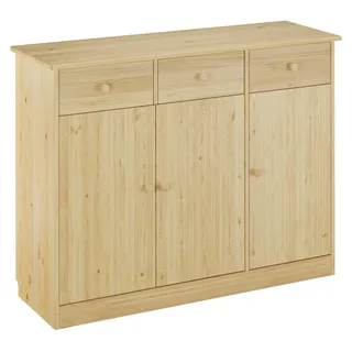 90.50-25 Highboard Kommode Anrichte Kiefer Sideboard natur 3 Schubladen, 3 Türen - Naturbelassen