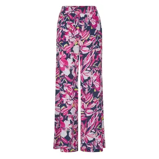 GOLDNER Schlupfhose "Kurzgröße Elegante Hose VERA mit Blütendruck" Eingriffstaschen an der Seite, pink, marine, gemustert