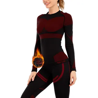 MEETWEE Damen Thermounterwäsche Set, Skiunterwäsche Unterwäsche Thermo Atmungsaktiv Funktionswäsche Schnelltrocknend Warme Winter