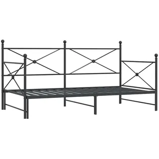vidaXL Tagesbett Ausziehbar ohne Matratze Schwarz 100x200 cm Stahl