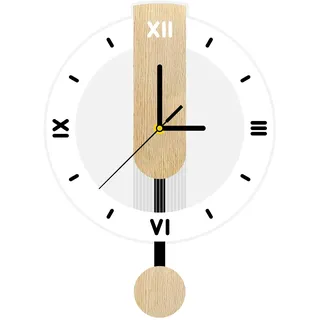 ALEENFOON Wanduhr Acryl und Holz Geräuschlos, Batteriebetrieben, römischen Ziffern Pendeluhr Wanduhr Moderne Wanduhren für Wohnzimmer, Küche, Badezimmer, Büro (28,5 x 39 cm)