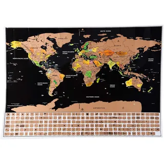 Scratch Off World Travel Map – Scratch Off Weltkarte Poster, detaillierte Kartographie – inklusive 197 Ländern, Flaggen, Präzisionskratzwerkzeug, 33 x 23 cm
