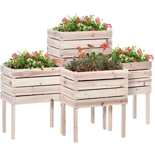 Outsunny Hochbeet 60 x 30 x 50 cm Naturholz