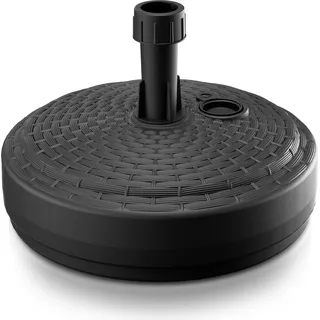 DEUBA® Sonnenschirmständer Poly Rattan Rund bis Ø 26 mm Mast Befüllbar Sonnenschirm Schirmständer Ständer Gartenschirm Balkon Terrasse Garten Schwarz - Grau