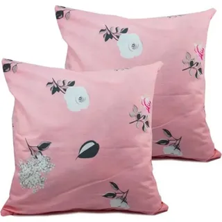 HOME ELEMENTS Kopfkissenbezug rosa, Blumen, 2er-Set - Rosa
