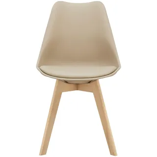 [en.casa] Esszimmerstuhl Fläten Kunstleder beige 6er Set