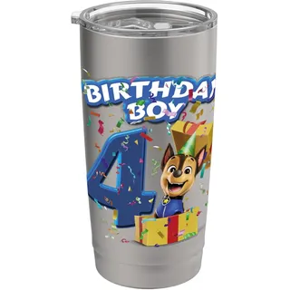 Offizielles Paw Patrol Chase Birthday Boy Age 4 Doppelwandiger Edelstahl-Thermobecher