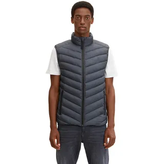 TOM TAILOR Herren Lightweight Stepptweste 1031473, 24267 - Grey Twill Structure, M
