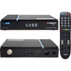 Octagon SX88 V2 (Version 2) 4K Sat Receiver + HM-SAT HDMI Kabel, Smart TV Streaming Box, 2 Betriebssysteme: Define OS & E2 Linux, YouTube, Mediathek, Web-Radio, schwarz, SX88 4K V2 Sat Receiver