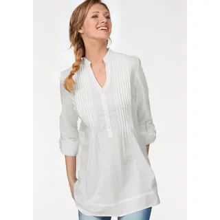 Aniston CASUAL Longbluse mit dekorativer Biesenverarbeitung, weiß