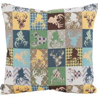 H.O.C.K. Dekokissen »Harry Hirsch Tegan Patch« mit kleinen Hirschmotiven, Kissenhülle mit Füllung, 1 Stück, bunt