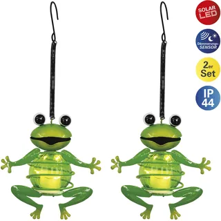 NÄVE Solarleuchte Kunststoff, Metall B:5,5cm H:20cm L:12cm 2er Set Dämmerungssensor grün