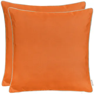 Brandsseller 2er Set Outdoor Kissen 45x45 cm – Wetterfeste Zierkissen mit Paspel – Wasserabweisende Gartenkissen & Dekokissen für draußen – Sofakissen für Balkon & Terrasse – Orange
