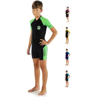 Cressi Shorty Neoprenanzug 2 mm - UV-Schutz 50+ Kinder Neoprenanzug - Hohe Elastizität - Schwimmanzug Mädchen & Jungs - Schwarz/Lime - 5/6 Jahre