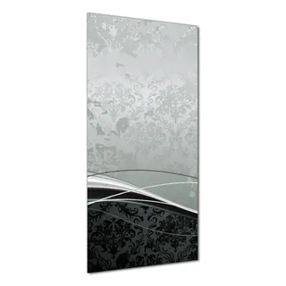 Wallario selbstklebende Duschrückwand 90 x 180 cm mit Motiv Grau-schwarze Schnörkelei mit Wellen - Wandverkleidung mit Hochglanzlaminat in Glasoptik - Schwarz