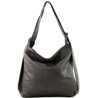modamoda de T192 Damen Leder Rucksack Schultertasche 2in1 handmade in Italy, Farbe:Dark Chocolate