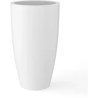 Kante 59,9 cm H reinweißer Beton-Pflanzgefäß, groß, für den Innen- und Außenbereich, dekorative Blumentöpfe mit Ablaufloch und Gummistopfen, moderner Stil für Haus und Garten