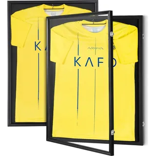 Vevor 2er-Set Trikot-Vitrine 590 x 790 x 40 mm abschließbare Schattenbox für Sporttrikots mit 98 % UV-Schutz PC-Glas und Kleiderbügeln für