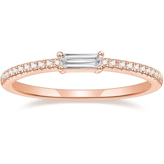 Titaniumcentral Ringe Damen Vorsteckring Schmal Ewigkeitsringe Baguette-Schnitt Zirkonia Verlobungsringe Eheringe Trauringe (Rosegold,62 (19.7))