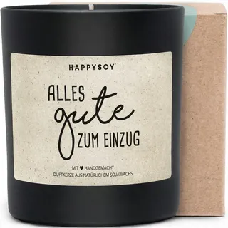 Alles Gute zum Einzug - Duftkerze mit Spruch als Geschenk zum Einzug, liebevolle Aufmerksamkeit für Freunde & Familie, Kerze im Glas mit blumigem Duft