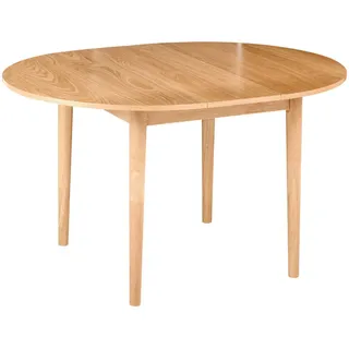 Beliani Esstisch ausziehbar Helle Eiche 107-137/107 cm Echo , Hellbraun , Holzwerkstoff , Rund , 107x76x107 cm , Esszimmer, Esstische