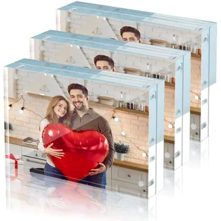 HOUSE DAY Acryl Bilderrahmen 10 x 15 cm, A6 Rahmenloser Bilderrahmen,Fotorahmen 4 x 6 Inch, Magnet Schweberahmen, Klarer Doppelseitiger Glasbilderrahmen mit Mikrofasertuch,20mm Thicker, 3 Packungen