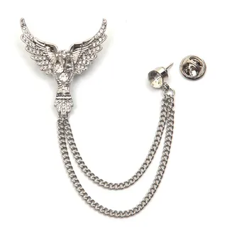 FIRETTI "Schmuck Geschenk Ansteckschmuck Gliederkette Flügel glitzernd", () mit Glasstein, silberfarben,,, kristallweiß, kristallweiß),