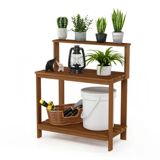 Furinno Tioman Outdoor Bank/Regal für Töpfe, Holz, 49.53 x 91.29 x 108.51 cm, Natur