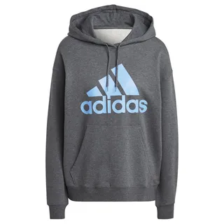 adidas Damen Essentials Big Logo Kapuzenpullover, Dark Grey Heather/Blue Fusion, S