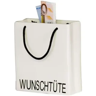 Casablanca modernes Design Casablanca Spardose Wunscherfüller – Sparbüchse Money Box als Verpackung Geldgeschenk – Schriftzug Wunschtüte – 13 x 5 x Höhe 14 cm
