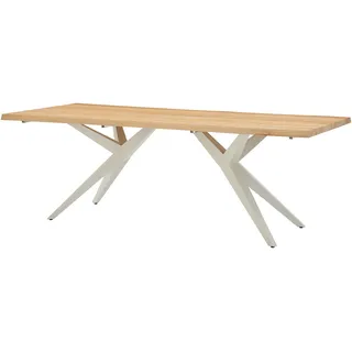 Musterring Gartentisch 220 x 95 x 76 cm Edelstahl/Teak gebürstet Natur/Ivory