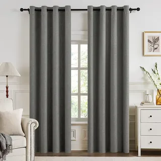 MIULEE Verdunklungsvorhänge mit ösen Gardinen Leinenoptik 2er Set 225 x 140 cm Dunkel Grau Vorhang Blickdicht mit Ösen Thermovorhang Kälteschutz Vorhänge Wohnzimmer Schlafzimmer Wärmeisolierend