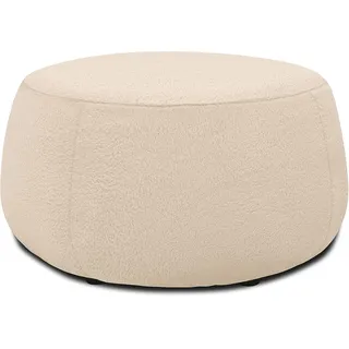 DOMO. collection Polsterhocker Molina, moderner, runder Hocker aus Teddy-Stoff, Sitzhocker, Fußhocker, Beistellhocker, Sofa-Hocker, Garnitur 75 x 75 x 42 cm (BxTxH), Creme