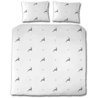 Florella Bettwäsche , Hellgrau , Textil , Hirsch , 200x200 cm , pflegeleicht, atmungsaktiv, hautfreundlich, angenehm wärmend, schadstoffgeprüft , Heimtextilien, Bettwäsche & Leintücher, Bettwäsche, Übergrößen-Bettwäsche