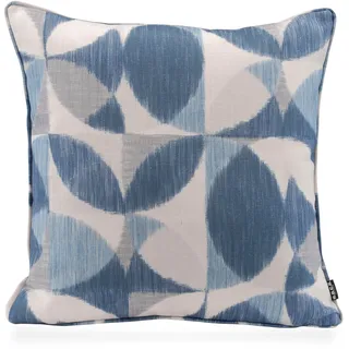 Dekokissen H.O.C.K. "Marbella", blau (blau, dunkelblau, hellgrau, gemustert), B:50cm H:10cm L:50cm, Leinen, Polyester, Dekokissen_Sitzkissen_Kissenhüllen, Dekokissen, Outdoor, Batik-Look, schmutz-& wasserabweisend, mit Reißverschluss