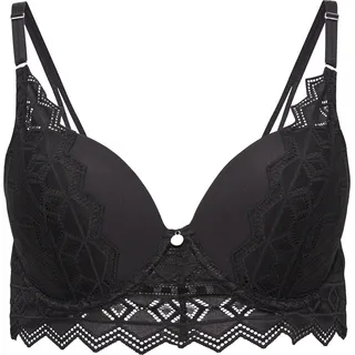 s.Oliver Push-up-BH »Romane« mit Bügel und graphischer Spitze in transparenter Optik, Dessous, schwarz