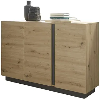 Furn.Design Sideboard Eiche Artisan, Graphit grau 138 cm, Kommode mit Soft-Close , Eiche Artisan, Grau , Holzwerkstoff , Nachbildung,Eiche , Holz Optik, Uni , 2 Fächer , Sockel , 138x91x40 cm , Kleinmöbel, Kommoden, Kommoden