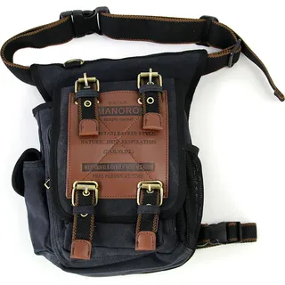 Manoro Herren Gürteltasche Tasche schwarz Canvas 24x9x28 D2OTK211S - Schwarz