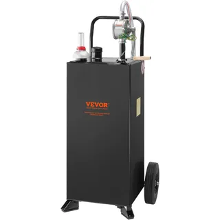 Vevor 30 Gallonen Gas-Caddy, Kraftstoffspeichertank mit Rädern, tragbarer Kraftstoff-Caddy mit manueller Transferpumpe, Benzin-Diesel-Kraftstoffbehälter für Autos, Rasenmäher, Geländefahrzeuge, Boote