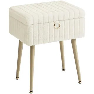 Songmics Schminktisch-Stuhl, Hocker mit Stauraum, Schminkhocker, Fußhocker, Metallbeine, gepolstert, verstellbare Füße, Wohnzimmer, Schlafzimmer, Ankleidezimmer, cremeweiß LOM505WZ02