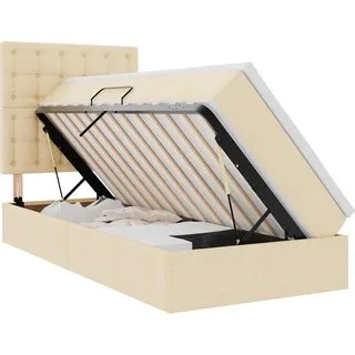 LED-Speicherbett mit Matratze Creme 100 x 200 cm Stoff - Creme