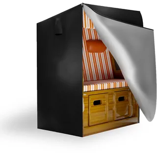 ECENCE Strandkorb Schutzhülle Winterfest - Wasserdichte & Winddichte Abdeckung aus 420D Oxford-Gewebe - Strandkorbhülle mit Reißverschluss - 135x105x175/140 cm, Schwarz