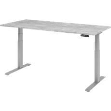 Bild elektrisch höhenverstellbarer Schreibtisch beton rechteckig, C-Fuß-Gestell silber 180,0 x 80,0 cm
