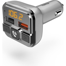 Hama FM-Transmitter mit Bluetooth- und Freisprechfunktion, Auto Adapter, Grau