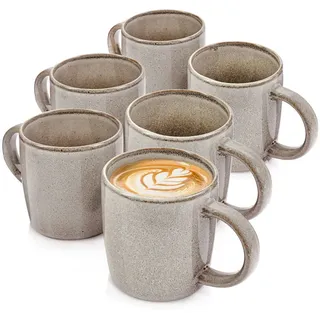 Sänger Kaffeebecher SET Kairo Clay - 6 aus Steingut , Grau , Keramik , kratzfest , Geschirr, Tassen, Kaffeebecher