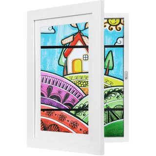 EUGAD Bilderrahmen kinderzeichnungen A4, 1er set, Weiß, | Weiß, 2cm Tiefe,MDF, PS-Scheibe, Aufhängen&Hinstellen, DIY Geschenk für, Wohn/Schlaf/Babyzimmer, Kinderzeichnungen Shadow Box