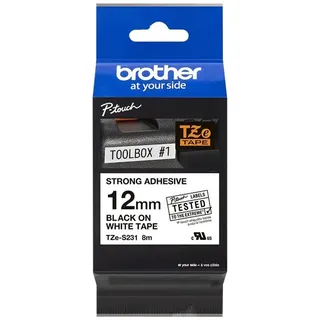 Brother TZe-S231 laminiert schwarz auf weiß 1,2cm x 8m